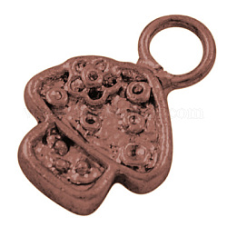 Alloy Charms, Lead Free and Cadmium Free, Mushroom, Red Copper, 14x10x2mm, Hole: 3mm