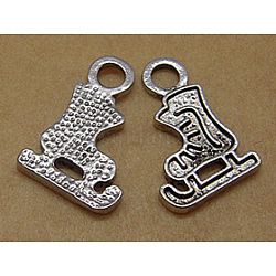 Alloy Ice Skates Charms Enamel Settings, Lead Free and Cadmium Free, Antique Silver, 17mm long, 11mm wide, 2mm thick, hole: 3mm