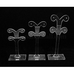 Organic Glass Earring Display, Jewelry Display Rack, Jewelry Tree Stand, Clear, Size: about 9~13cm high, 3pcs/set