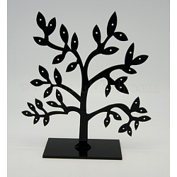 Organic Glass Earring Displays, Jewelry Display Rack, Jewelry Tree Stand, Black, Size: about 185mm high, 2mm thick