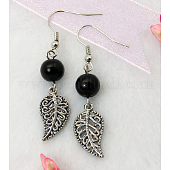 Болтающийся серьги листьев&nbsp;EJEW-JE00177-01