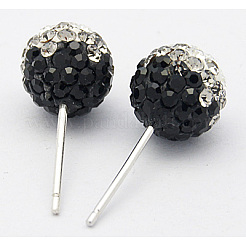 オーストリアのクリスタル丸玉耳スタッド  925つのスターリングシルバーピン付き  ミックスカラー  19x8mm  ピン：0.8mm&nbsp;EJEW-Q008-1
