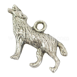 Подвески из сплава воющий волк, античное серебро, волк, шириной около 27 мм, 19 мм длиной, отверстие : 2 мм