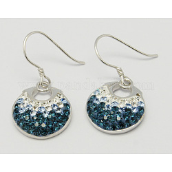 Austrian Crystal Earrings, with Sterling Silver Earring Hooks, Lady Bag, Cadet Blue, Size: about 30mm long, Bag: 17x14x4mm