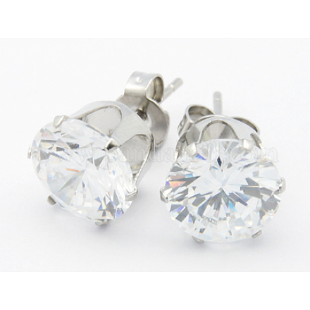 Personalized Valentines Gifts for Him Cubic Zirconia Ear Studs EJEW-H075-01-1