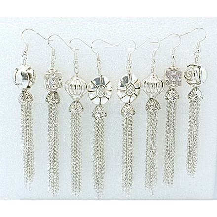 Fashion Iron Chain Tassel Earrings EJEW-JE00089-1