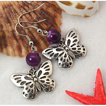 Dangle Butterfly Earrings EJEW-JE00214-05-1
