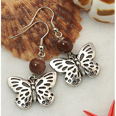 Dangle Butterfly Earrings EJEW-JE00214-08-1