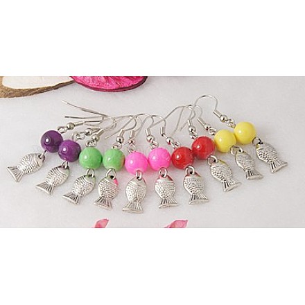 Fashion Fish Dangle Earrings EJEW-JE00240-1