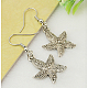 Boucles d'oreilles étoiles de mer / étoiles de mer style tibétain EJEW-JE00158-12-1