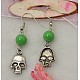 Fashion Halloween Skull Tibetan Style Earrings EJEW-JE00195-03-3