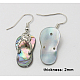 Natural Sea Shell Slippers Dangle Earrings EJEW-Q397-2