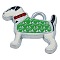Alloy Enamel Puppy Pendants, Lead Free and Cadmium Free, Dog with Clothes, Platinum Color, Lime Green, 18x21x2mm, Hole: 3mm