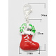 合金エナメルチャーム  真鍮カニカン付き  クリスマスの靴下  銀色のメッキ  ミックスカラー  38mm  穴：3.5mm ENAM-N007-M-2