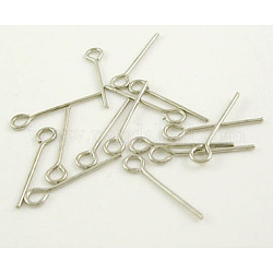 Cadmium Free & Nickel Free & Lead Free Brass Eye Pin, Platinum Plated, Size: 2.4cm long, 0.7mm thick, hole: 2mm, about 11600pcs/1000g