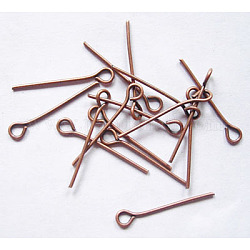 Iron Eye Pin, Cadmium Free & Nickel Free & Lead Free, Red Copper, 22x0.7mm, Hole: 2mm, about 12000pcs/1000g