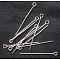 Brass Eye Pin, Cadmium Free & Lead Free, Silver Color Plated, about 2.2cm long, 0.7mm thick, hole: about 2mm, about 12000pcs/1000g