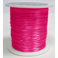 Filo di cristallo elastico piatto, filo per perline elastico, per realizzare bracciali elastici, tinto, rosa intenso, 0.8mm, circa 65.61 iarde (60 m)/rotolo