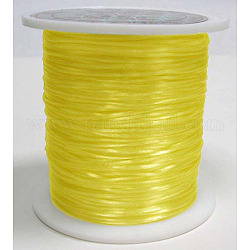 Filo di cristallo elastico piatto, filo per perline elastico, per realizzare bracciali elastici, tinto, giallo, 0.8mm, circa 9.84~10.93 iarde (9~10 m)/rotolo