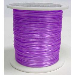 Flache elastische Kristallschnur, elastischer Perlenfaden, für Stretcharmbandherstellung, gefärbt, lila, 0.8 mm, ca. 65.61 Yard (60m)/Rolle