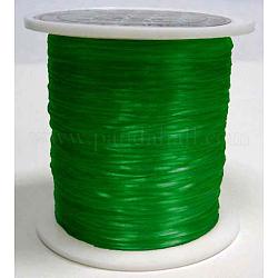 Filo di cristallo elastico piatto, filo per perline elastico, per realizzare bracciali elastici, tinto, verde, 0.8mm, circa 65.61 iarde (60 m)/rotolo