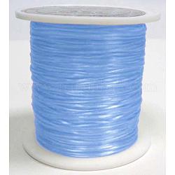 Filo di cristallo elastico piatto, filo per perline elastico, per realizzare bracciali elastici, tinto, azzurro, 0.8mm, circa 65.61 iarde (60 m)/rotolo