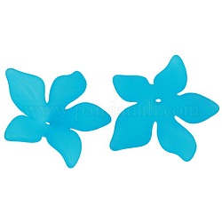 Translucent en acrylic, mat, bouchons fleur de perles, bleu profond du ciel, 29x27x8mm, Trou: 2mm, environ 515 pcs/500 g