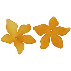 Perline acrilico traslucido, smerigliato, tappi di fiori di perline, arancione, 29x27x8mm, Foro: 2 mm, circa 515pcs/500g