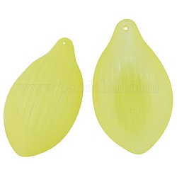 Translucent Acrylic Pendants, Frosted, Leaf, Green Yellow, Size: about 47~49mm long, 27mm wide, 9mm thick, hole: 2mm, about 269pcs/500g