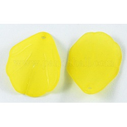 Transparent Acrylic Pendants, Frosted, Leaf, Yellow, Size: about 26mm long, 19mm wide, 3mm thick, hole: 2mm, 690pcs/500g