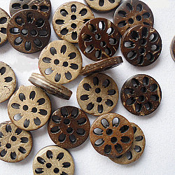 Tondo scolpito 2 cucitura dei bottoni di base buche, bottone di cocco, Burlywood, circa13 mm di diametro, circa 100pcs/scatola