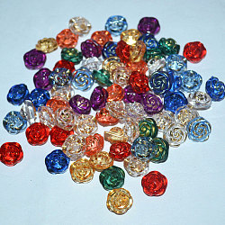 1-Hole Rose Plastic Shank Buttons, Mixed Color, 12.5mm, Hole: 1.5mm, about 500pcs/bag