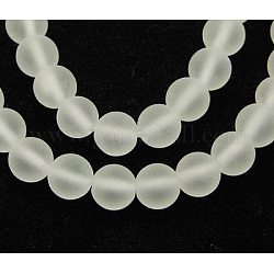 Synthetic Crystal Quartz Beads Strands, Frosted, Round, Clear, Size: about 8mm in diameter, hole: 1mm, 50pcs/strand, 400mm