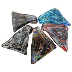 Handmade Silver Foil Glass Big Pendants, Triangle, Mixed Color, 47x61mm