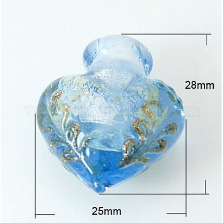 Argento fatti a mano ciondoli bottiglia di profumo di vetro foglio FOIL-D130-1-1