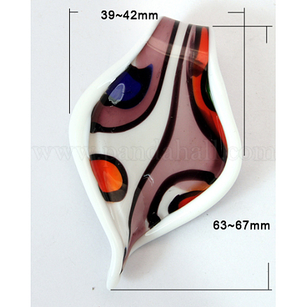 Handmade Silver Foil Glass Big Pendants FOIL-Q024-2-1