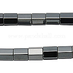 Chapelets de perles en hématite synthétique magnétique, rectangle, noir, taille:  Largeur environ 6mm, épaisseur de 6mm, Trou: 1mm, Environ 100 pcs/chapelet