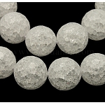 Synthetic Crackle Quartz Beads Strands, 128 Facets, Round, White, 12mm, Hole: 1mm, about 33pcs/strand, 16 inch