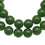 Chapelets de perles en pierre gemme naturelle, jade blanc naturel, ronde, teints et chauffée, verte, 6mm, Trou: 0.8mm, Environ 64 pcs/chapelet, 15 pouce