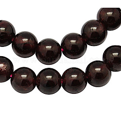 Perles en pierres gemme, grenat naturel, Grade a, ronde, rouge foncé, taille: environ 6mm de diamètre, Environ 66 pcs/chapelet, 15.5 pouce