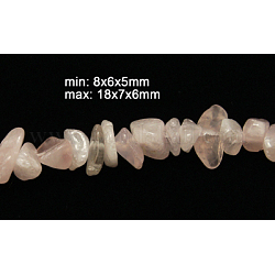 Gemstone Beads Strands, Rose Quartz, Misty Rose, Size: about 6~7mm wide, 8~18mm long, 5~6mm thick, hole: 1mm, about 156pcs/strands, 37 inch