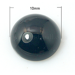 Natural Black Agate Cabochons, Half Round/Dome, Black, 10x5mm