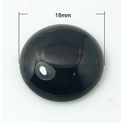 Cabochons en agate noire naturelle, demi-rond / dôme, noir, 16x5mm