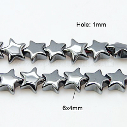 Non magnetici perle ematite sintetico fili, stella, grigio, 6x6x4mm, Foro: 1 mm