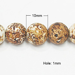 Natural Agate Beads Strands, Dyed,  Round, Sandy Brown, 10mm in diameter, Hole: 1mm