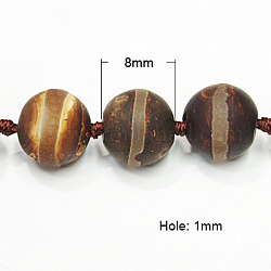 Natural Agate Beads Strands, Dyed,  Round, Sienna, 8mm, Hole: 1mm, about 37~38pcs/strand, 13.7inch