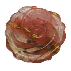 Cherry Quartz Glass Pendants, Flower, Red, Size: about 38mm in diameter, 11~14mm thick, hole: 2mm
