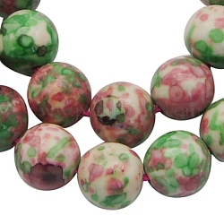 Synthetic Ocean White Jade(Rain Flower Stone) Beads Strands, Dyed, Round, Pale Green, 10mm, Hole: 1mm, 40pcs/strand, 15 inch