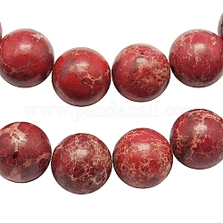 Brins de perles de jaspe impérial synthétiques, teinte, ronde, rouge, 6mm, Trou: 1mm, Environ 65 pcs/chapelet, 15.5 pouce