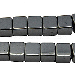 Non magnetici perle ematite sintetico fili, quadrato, nero, misura:circa8mm larghezza, 8 mm di lunghezza, Foro: 1 mm, circa 50pcs/filo